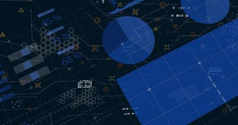 Futuristic Blue HUD Interface with Data Visualization Elements