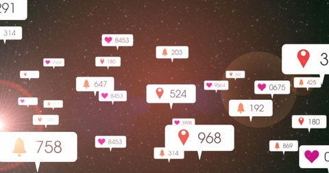 Social Media Notifications Floating in Cosmic Setting