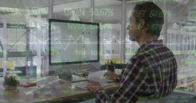 Businessman Analyzing Stock Market Data on Desktop Computer - Download Free Stock Images Pikwizard.com