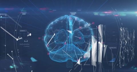 Futuristic Digital Interface with Glowing Brain Visualization - Download Free Stock Images Pikwizard.com