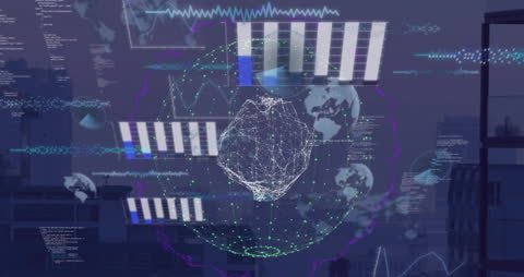 Futuristic Digital Globe with Data Network Overlay