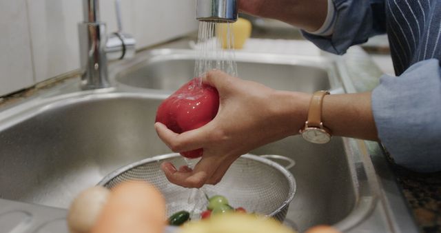 Woman Washing Fresh Vegetables in Kitchen Sink - Download Free Stock Images Pikwizard.com