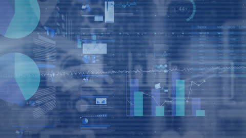 Digital Interface with Processing Data and Graphs Animation