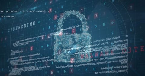 Digital Lock Secure Against Cyberthreats in Code Matrix - Download Free Stock Images Pikwizard.com