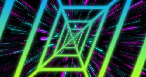 Colorful neon tunnel with hypnotic design for digital concepts