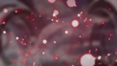 Animated Molecules in Motion with Digital Art Background
