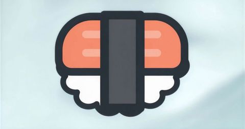 Floating Minimal Vector Nigiri Illustration with Salmon Rice and Seaweed on Pale Gradient