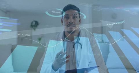 Doctor Demonstrating Digital Charts in Telemedicine Consultation