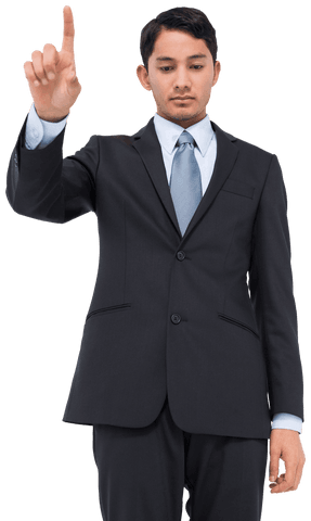 Transparent Asian Businessman Pointing Upward Confidently - Download Free Stock Videos Pikwizard.com