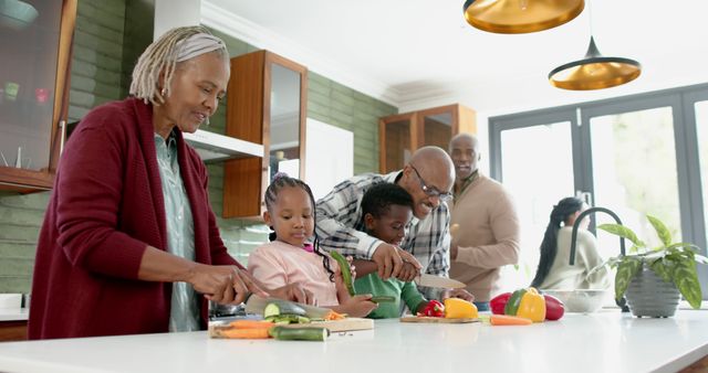 Multigenerational African American Family Preparing Meal Together in Kitchen - Download Free Stock Images Pikwizard.com