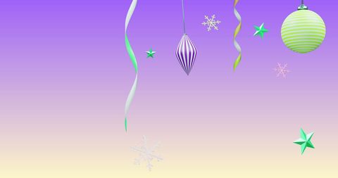 Colorful Christmas Decorations on Purple Background