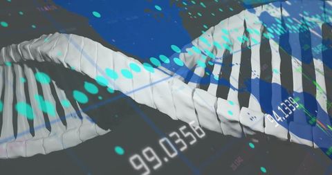 Digital dna helix visualization with numeric data overlay