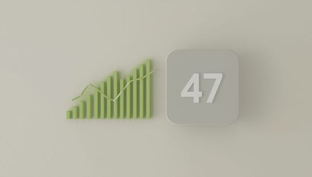 3d green bar chart and number block on beige background