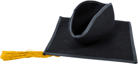 a black graduation hat rests against a transparent background, representing academic achievement. ideal for education-themed projects, school websites, and celebrating milestones in learning environments. useful as a decorative icon for educational platforms.