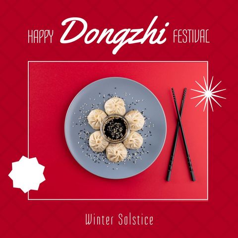 Dongzhi festival celebration with chinese dumplings and greetings
