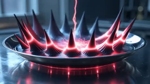 Futuristic Ferrofluid Spikes with Plasma Arcs in Laboratory Setting