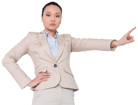 confident asian businesswoman pointing transparently - Download Free Stock Videos Pikwizard.com