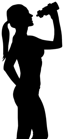 Silhouette of a Sportswoman Drinking Water on Transparent Background