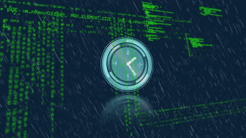 Abstract Digital Clock and Data Stream Fusion in Moody Rain