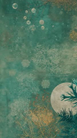 Drifting bubbles swinging ornament over swaying pine branches vertical winter video