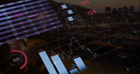 Digital Financial Data Analytics and Cityscape Technology Integration - Download Free Stock Images Pikwizard.com