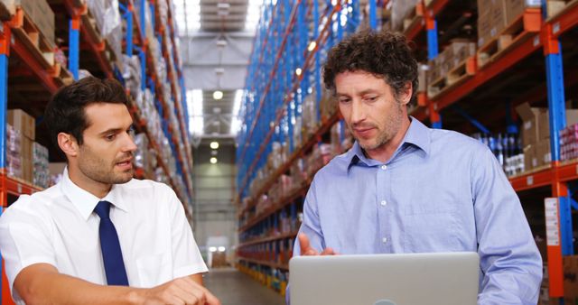 Warehouse Managers Planning Logistics with Laptop - Download Free Stock Images Pikwizard.com