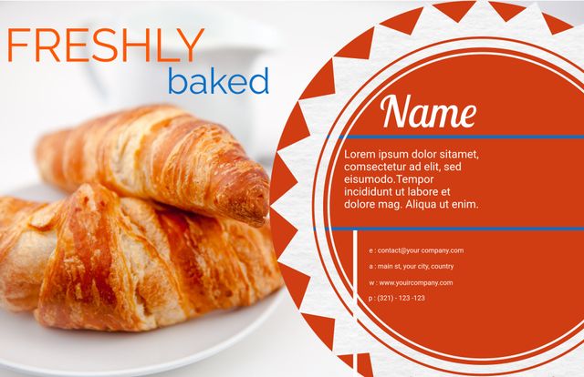 Freshly Baked Golden Brown Croissants with Contact Information - Download Free Stock Templates Pikwizard.com