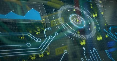Digital Interface with Graphs and Circuitry Elements - Download Free Stock Images Pikwizard.com