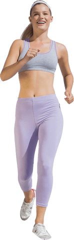 Happy Caucasian Female Runner on Transparent Background