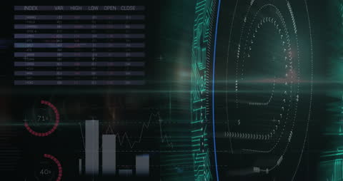 Futuristic Data Visualization and Digital Analytics Interface