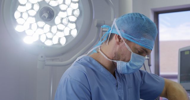 Surgeon Wearing Surgical Mask and Scrubs in Operating Room - Download Free Stock Images Pikwizard.com