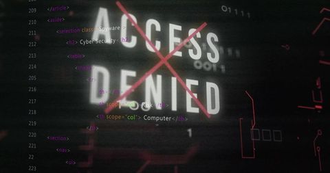 Access Denied Visual Over Computer Code Symbolizing Cybersecurity Barrier - Download Free Stock Images Pikwizard.com