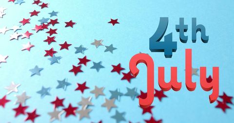 4th of July Celebration with Stars on Blue Background