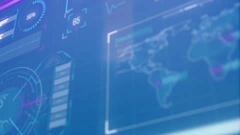 Futuristic Digital Data Interface on Blue Background