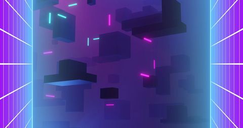 Futuristic Abstract Geometric Neon Composition - Download Free Stock Images Pikwizard.com
