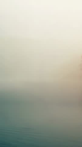 Drifting Camera Panning Right Across Misty Lake with Ripples and Bare Twigs (Vertical Video)