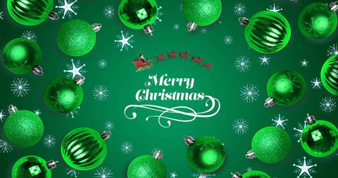 Green Holiday Ornaments Pattern with Merry Christmas Text