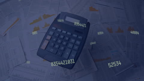 Retro Calculator with Floating Numbers for Finance Analysis