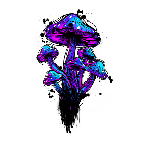 vibrant neon mushroom cluster on transparent background - Download Free Stock Videos Pikwizard.com