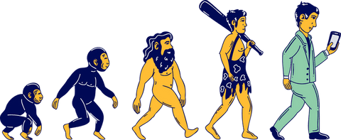 Evolution from primates to modern human with technology transparent