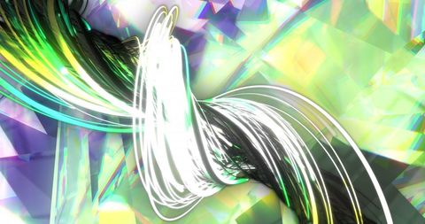 Futuristic Digital Wave with Neon Lights and Crystals