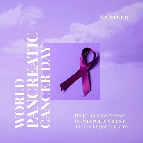 World Pancreatic Cancer Day Awareness with Purple Ribbon and Clouds - Download Free Stock Templates Pikwizard.com