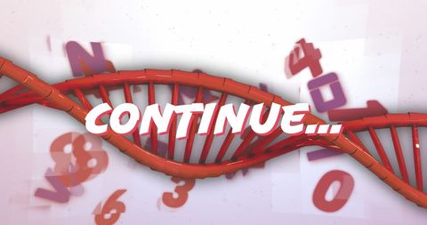 Red dna helix with continual numeric motion for entertainment concept
