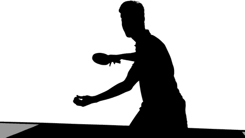 Male table tennis player silhouette on transparent background