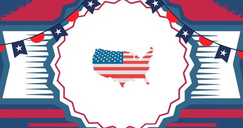 American Flag Overlaid USA Map with Patriotic Border