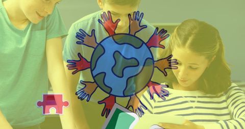 Educational Collaboration Among Schoolchildren for Autism Awareness - Download Free Stock Images Pikwizard.com