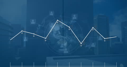 Global Data Networking Concept Over Skyscrapers