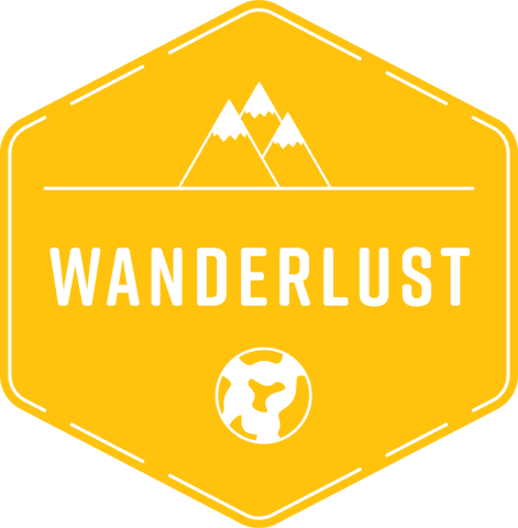 Wanderlust badge transparent background elevated illustration