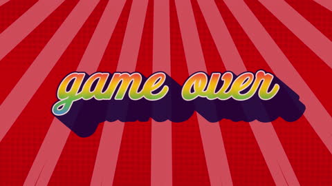 Colorful Game Over Graphic with Retro Red Background
