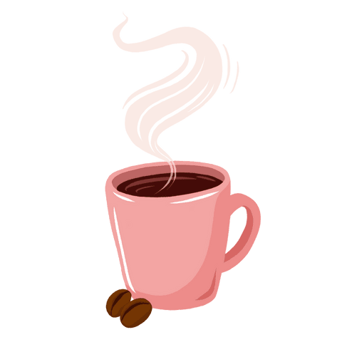 steaming pink coffee mug with beans on transparent background - Download Free Stock Videos Pikwizard.com